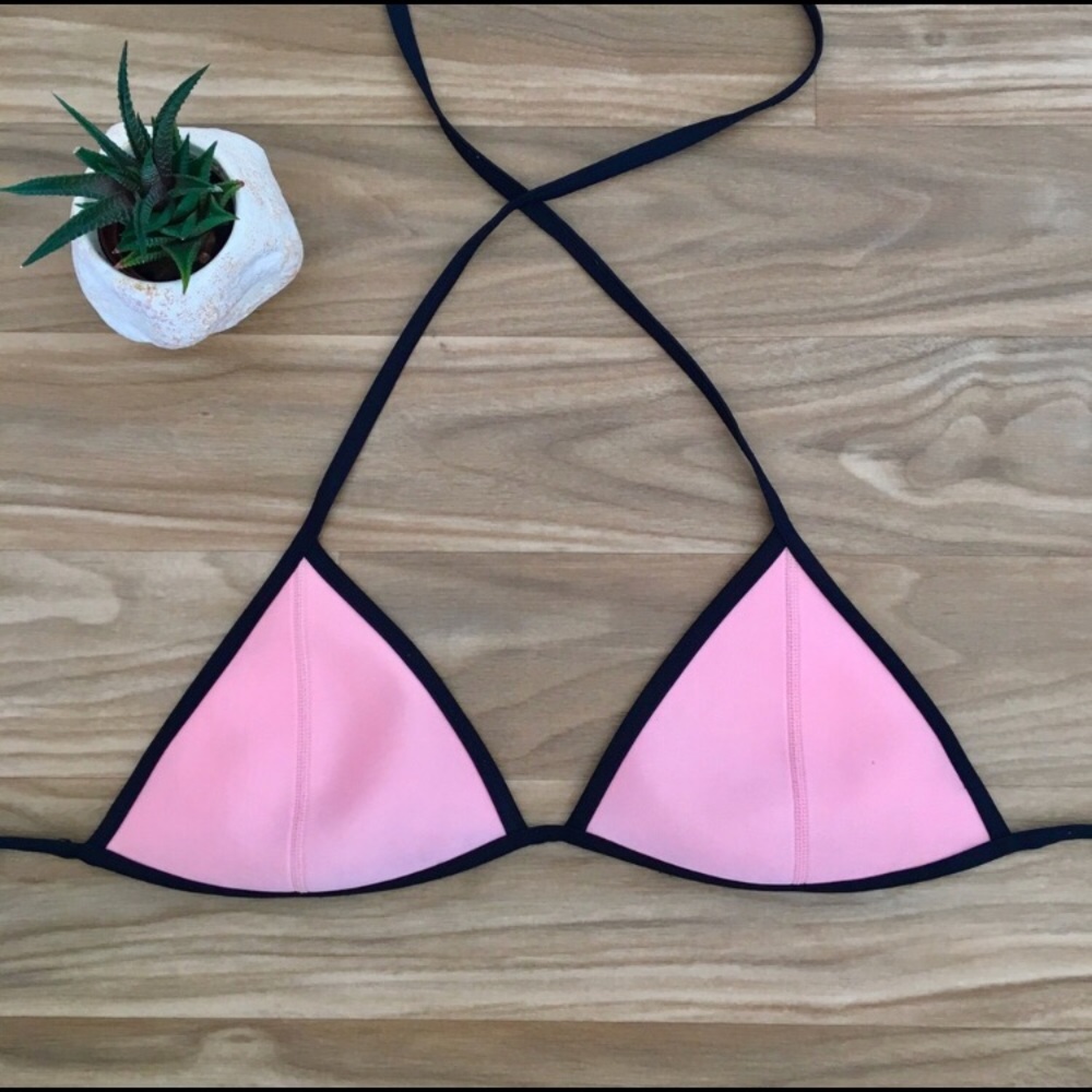 Triangl pink and black bikini top Sz Large